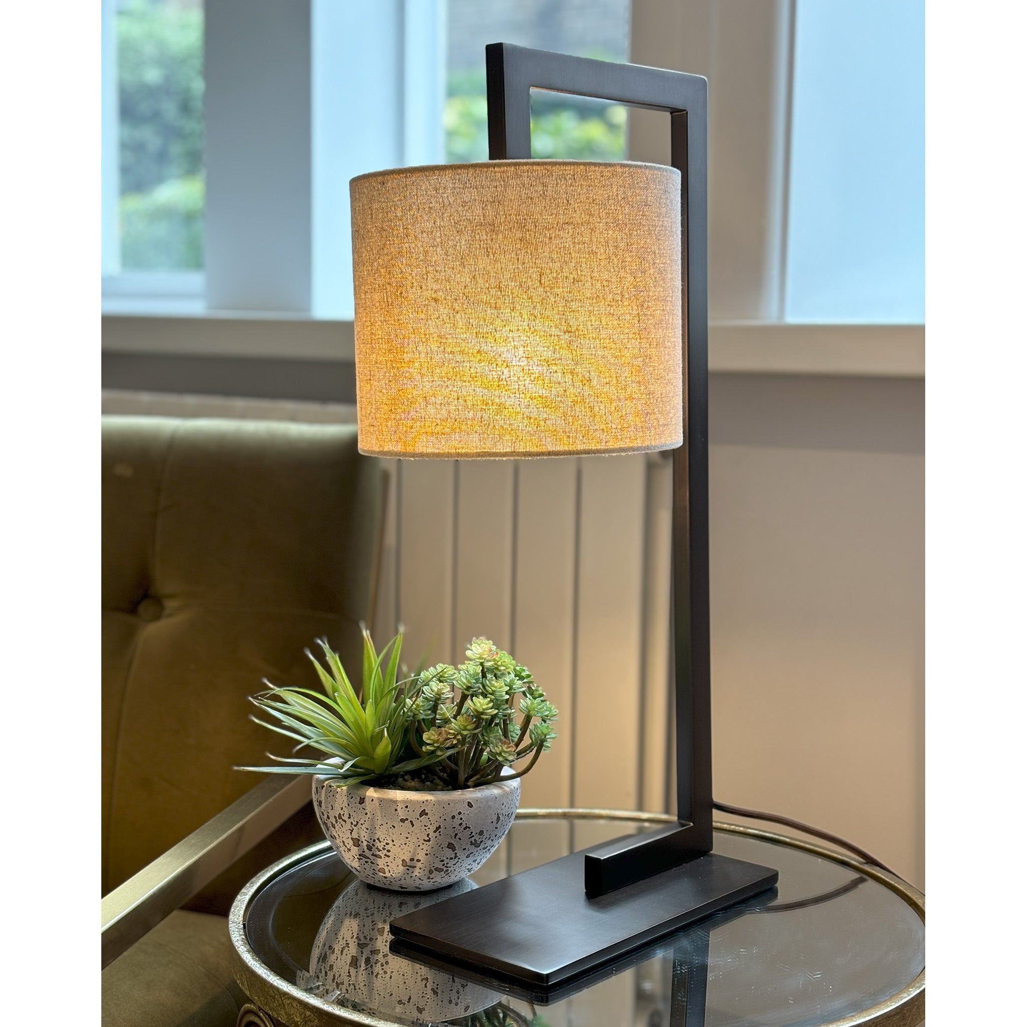 Overarm Table Lamp in Matt Bronze